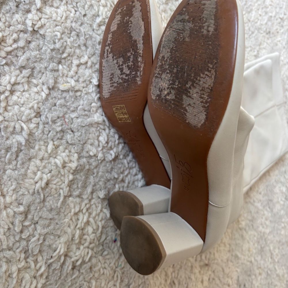 Loq Boots Knee High Heels Off White Glove Leather 37 7 - Picture 4 of 10